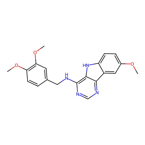N-(3,4-dimethoxybenzyl)-8-methoxy-5H-pyrimido[5,4-b]indol-4-amine structure