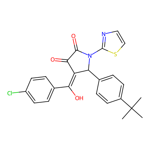 (4E)-5-(4-tert-butylphenyl)-4-[(4-chlorophenyl)-hydroxymethylidene]-1-(1,3-thiazol-2-yl)pyrrolidine-2,3-dione structure