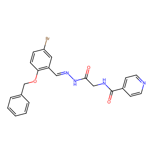 (E)-N-(2-(2-(2-(benzyloxy)-5-bromobenzylidene)hydrazinyl)-2-oxoethyl)isonicotinamide structure