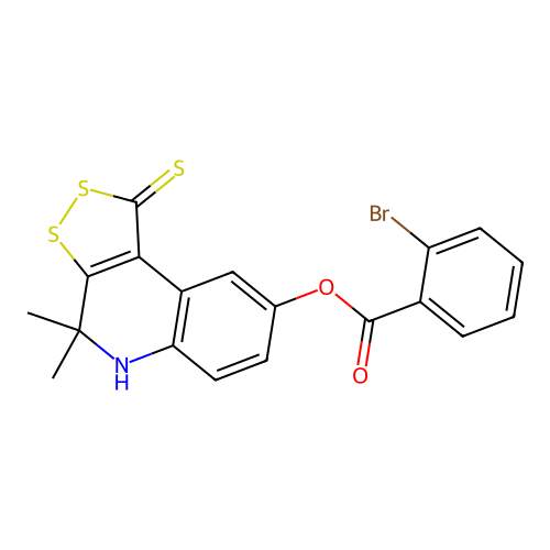 (4,4-dimethyl-1-sulfanylidene-5H-dithiolo[3,4-c]quinolin-8-yl) 2-bromobenzoate structure