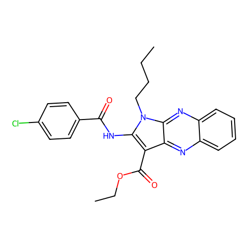 ethyl 1-butyl-2-(4-chlorobenzamido)-1H-pyrrolo[2,3-b]quinoxaline-3-carboxylate structure