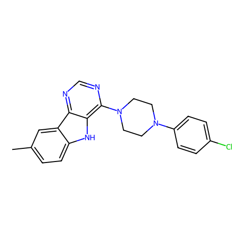 4-[4-(4-chlorophenyl)piperazin-1-yl]-8-methyl-5H-pyrimido[5,4-b]indole structure