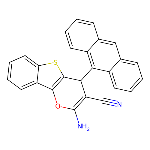 2-amino-4-(anthracen-9-yl)-4H-[1]benzothieno[3,2-b]pyran-3-carbonitrile structure