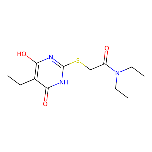 N,N-diethyl-2-[(5-ethyl-4,6-dihydroxypyrimidin-2-yl)sulfanyl]acetamide structure