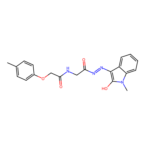 N-[(1-methyl-2-oxoindol-3-ylidene)amino]-2-[[2-(4-methylphenoxy)acetyl]amino]acetamide structure