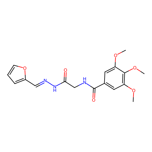 (E)-N-(2-(2-(furan-2-ylmethylene)hydrazinyl)-2-oxoethyl)-3,4,5-trimethoxybenzamide structure