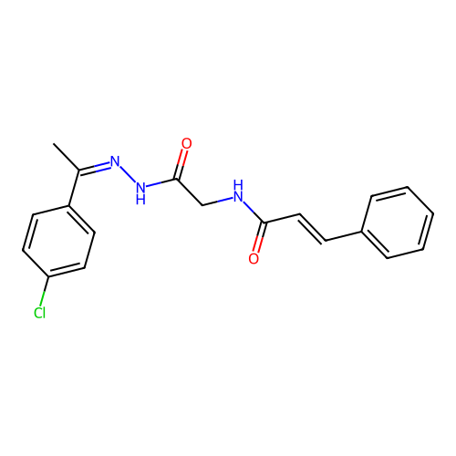 N-(2-((Z)-2-(1-(4-chlorophenyl)ethylidene)hydrazinyl)-2-oxoethyl)cinnamamide structure