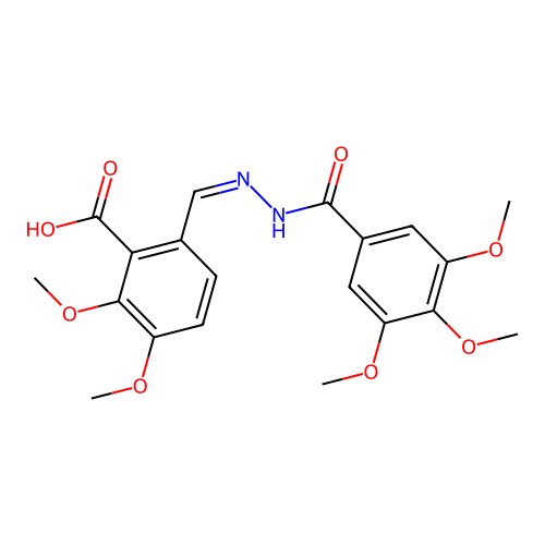 (Z)-2,3-dimethoxy-6-((2-(3,4,5-trimethoxybenzoyl)hydrazono)methyl)benzoic acid structure
