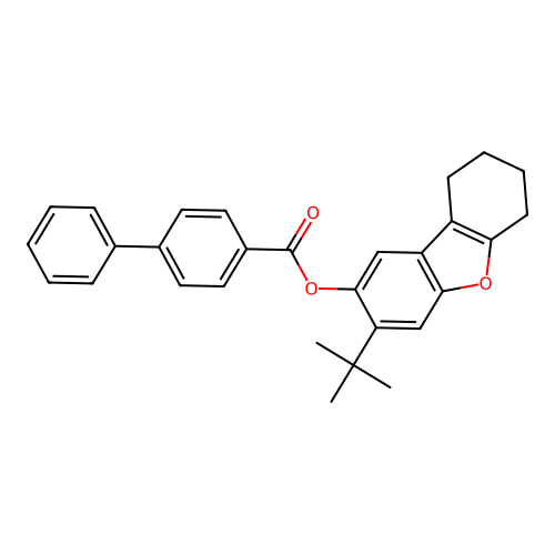 3-Tert-butyl-6,7,8,9-tetrahydrodibenzo[b,d]furan-2-yl biphenyl-4-carboxylate structure