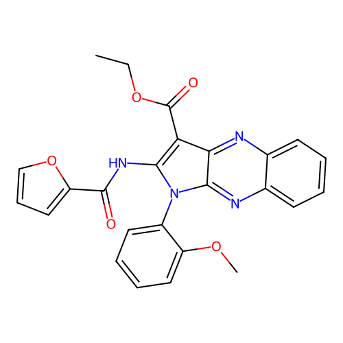 ethyl 2-(furan-2-carbonylamino)-1-(2-methoxyphenyl)pyrrolo[3,2-b]quinoxaline-3-carboxylate structure