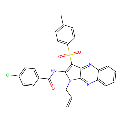 N-(1-allyl-3-tosyl-1H-pyrrolo[2,3-b]quinoxalin-2-yl)-4-chlorobenzamide structure