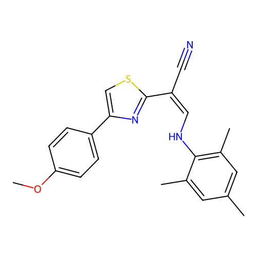 3-(Mesitylamino)-2-(4-(4-methoxyphenyl)thiazol-2-yl)acrylonitrile structure