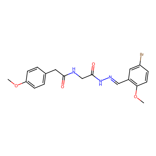 (E)-N-(2-(2-(5-bromo-2-methoxybenzylidene)hydrazinyl)-2-oxoethyl)-2-(4-methoxyphenyl)acetamide structure