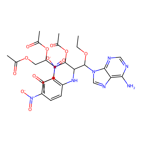 [2,3,4-triacetyloxy-6-(6-aminopurin-9-yl)-5-(2,4-dinitroanilino)-6-ethoxyhexyl] acetate structure