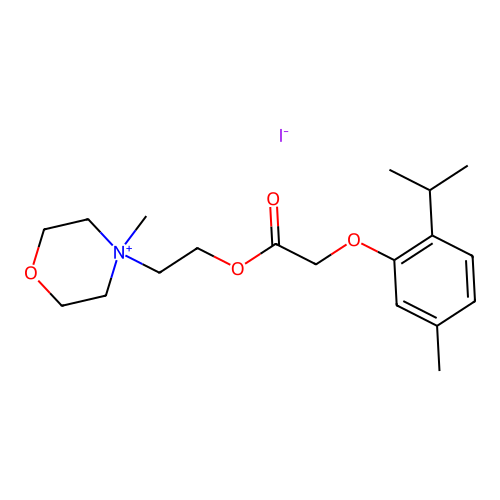 Morpholinium, 4-(2-hydroxyethyl)-4-methyl-, iodide, (thymyloxy)acetate structure