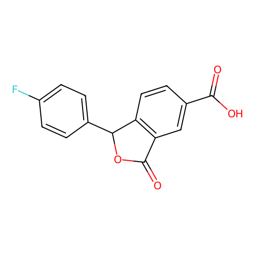 1-(4-Fluorophenyl)-1,3-dihydro-3-oxo-5-isobenzofurancarboxylic acid structure