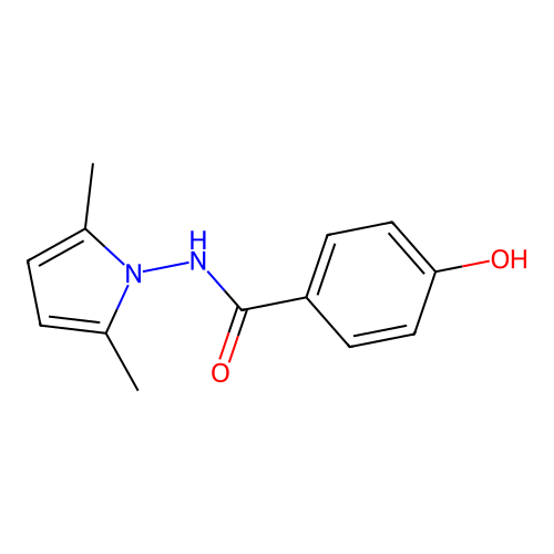 N-(2,5-dimethyl-1H-pyrrol-1-yl)-4-hydroxybenzamide structure