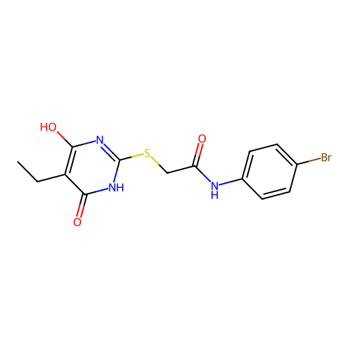 N-(4-bromophenyl)-2-[(5-ethyl-4-hydroxy-6-oxo-1H-pyrimidin-2-yl)sulfanyl]acetamide structure