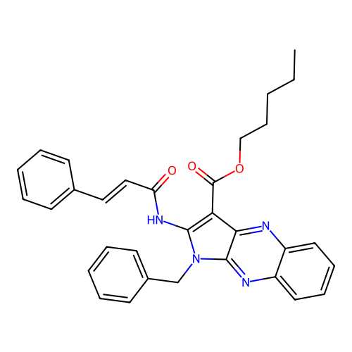 Pentyl 1-benzyl-2-(cinnamoylamino)-1H-pyrrolo(2,3-B)quinoxaline-3-carboxylate structure
