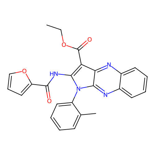 ethyl 2-(furan-2-amido)-1-(2-methylphenyl)-1H-pyrrolo[2,3-b]quinoxaline-3-carboxylate structure