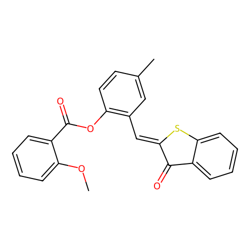 (Z)-4-methyl-2-((3-oxobenzo[b]thiophen-2(3H)-ylidene)methyl)phenyl 2-methoxybenzoate structure