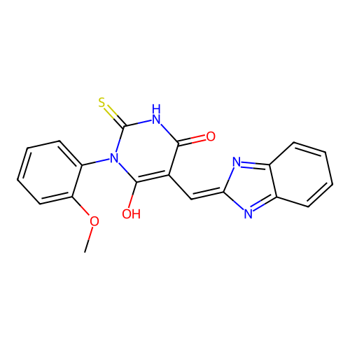(5Z)-5-(1H-benzimidazol-2-ylmethylidene)-1-(2-methoxyphenyl)-2-sulfanylidene-1,3-diazinane-4,6-dione structure