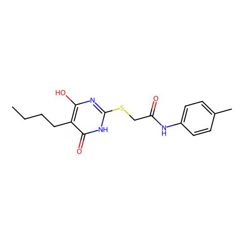 2-[(5-butyl-4-hydroxy-6-oxo-1H-pyrimidin-2-yl)sulfanyl]-N-(4-methylphenyl)acetamide structure