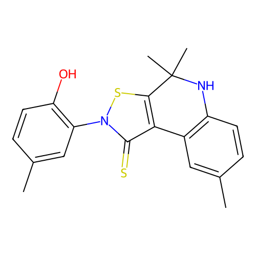 2-(2-hydroxy-5-methylphenyl)-4,4,8-trimethyl-5H-[1,2]thiazolo[5,4-c]quinoline-1-thione structure