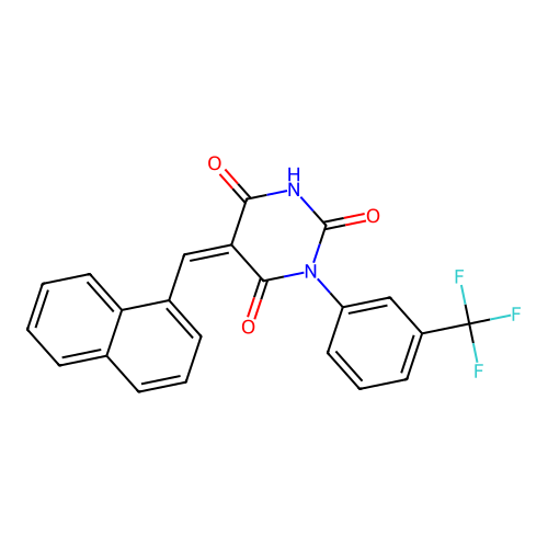 5-(1-naphthylmethylene)-1-[3-(trifluoromethyl)phenyl]-2,4,6(1H,3H,5H)-pyrimidinetrione structure