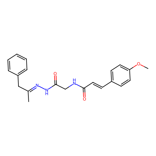 (E)-3-(4-methoxyphenyl)-N-[2-oxo-2-[(2E)-2-(1-phenylpropan-2-ylidene)hydrazinyl]ethyl]prop-2-enamide structure