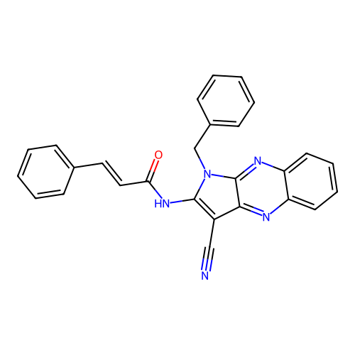 N-(1-Benzyl-3-cyano-1H-pyrrolo(2,3-B)quinoxalin-2-YL)-3-phenylacrylamide structure
