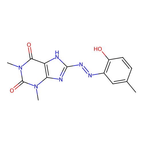 8-(2-Hydroxy-5-methyl-phenylazo)-1,3-dimethyl-3,7-dihydro-purine-2,6-dione structure