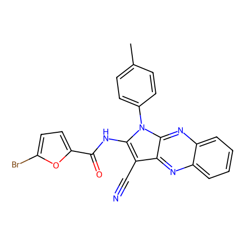 5-bromo-N-(3-cyano-1-(p-tolyl)-1H-pyrrolo[2,3-b]quinoxalin-2-yl)furan-2-carboxamide structure