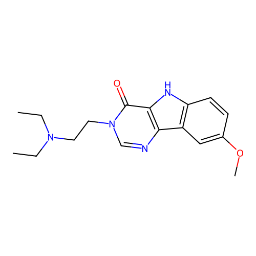 3-[2-(diethylamino)ethyl]-8-methoxy-3,5-dihydro-4H-pyrimido[5,4-b]indol-4-one structure