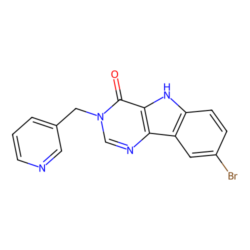 8-bromo-3-(pyridin-3-ylmethyl)-3,5-dihydro-4H-pyrimido[5,4-b]indol-4-one structure