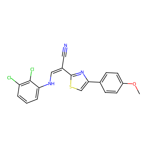 (Z)-3-((2,3-dichlorophenyl)amino)-2-(4-(4-methoxyphenyl)thiazol-2-yl)acrylonitrile structure