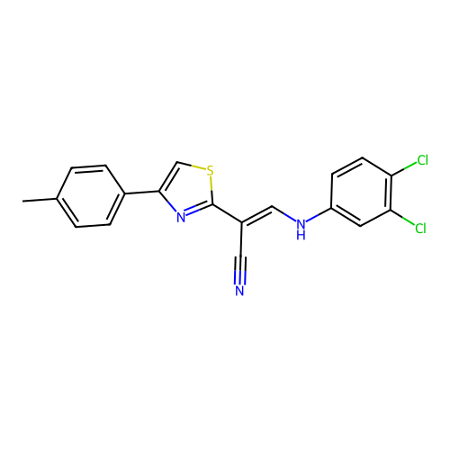 (E)-3-((3,4-dichlorophenyl)amino)-2-(4-(p-tolyl)thiazol-2-yl)acrylonitrile structure