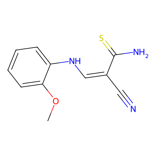 Propenenitrile, 3-(2-methoxyphenylamino)-2-thiocarbamoyl- structure