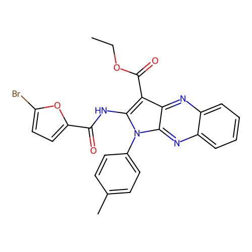 ethyl 2-(5-bromofuran-2-carboxamido)-1-(p-tolyl)-1H-pyrrolo[2,3-b]quinoxaline-3-carboxylate structure