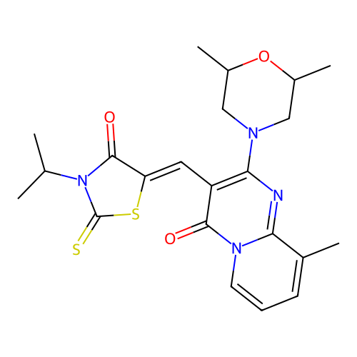 (Z)-5-((2-(2,6-dimethylmorpholino)-9-methyl-4-oxo-4H-pyrido[1,2-a]pyrimidin-3-yl)methylene)-3-isopropyl-2-thioxothiazolidin-4-one structure