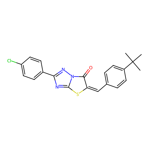 (5E)-5-(4-tert-butylbenzylidene)-2-(4-chlorophenyl)[1,3]thiazolo[3,2-b][1,2,4]triazol-6(5H)-one structure