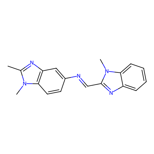 1,2-dimethyl-N-[(E)-(1-methyl-1H-benzimidazol-2-yl)methylidene]-1H-benzimidazol-5-amine structure