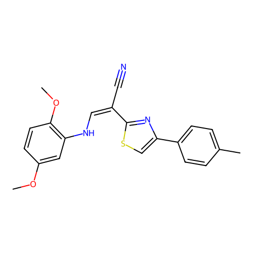 (2Z)-3-[(2,5-dimethoxyphenyl)amino]-2-[4-(4-methylphenyl)-1,3-thiazol-2-yl]prop-2-enenitrile structure