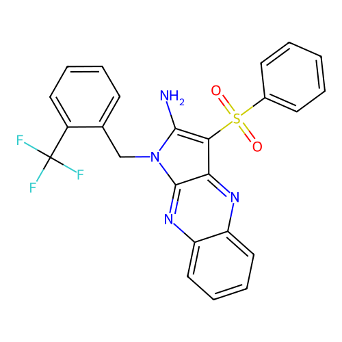 3-(benzenesulfonyl)-1-[[2-(trifluoromethyl)phenyl]methyl]pyrrolo[3,2-b]quinoxalin-2-amine structure