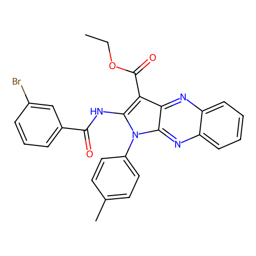 ethyl 2-(3-bromobenzamido)-1-(p-tolyl)-1H-pyrrolo[2,3-b]quinoxaline-3-carboxylate structure
