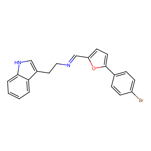 N-{(E)-[5-(4-bromophenyl)furan-2-yl]methylidene}-2-(1H-indol-3-yl)ethanamine structure