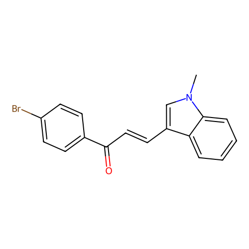 (2E)-1-(4-bromophenyl)-3-(1-methyl-1H-indol-3-yl)prop-2-en-1-one structure