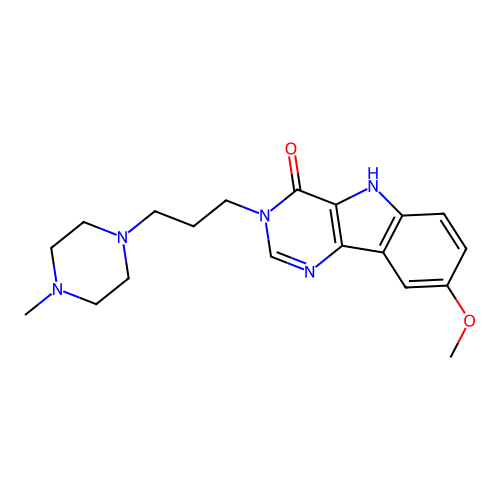 8-methoxy-3-(3-(4-methylpiperazin-1-yl)propyl)-3H-pyrimido[5,4-b]indol-4(5H)-one structure