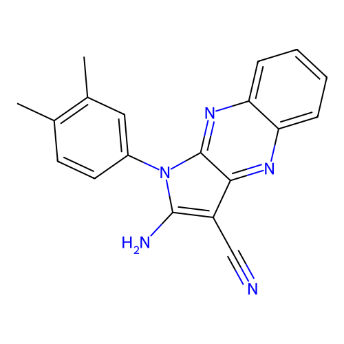 2-amino-1-(3,4-dimethylphenyl)-1H-pyrrolo[2,3-b]quinoxaline-3-carbonitrile structure