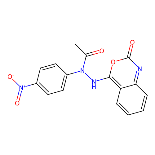 N-(4-nitrophenyl)-N'-(2-oxo-3,1-benzoxazin-4-yl)acetohydrazide structure